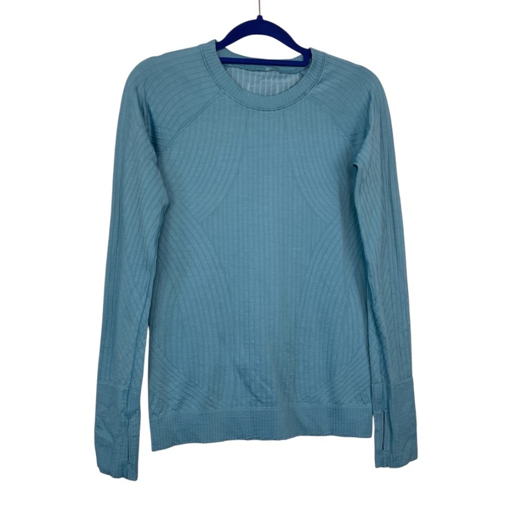 lululemon athletica Long Sleeve Ribbed Crew - Light Blue